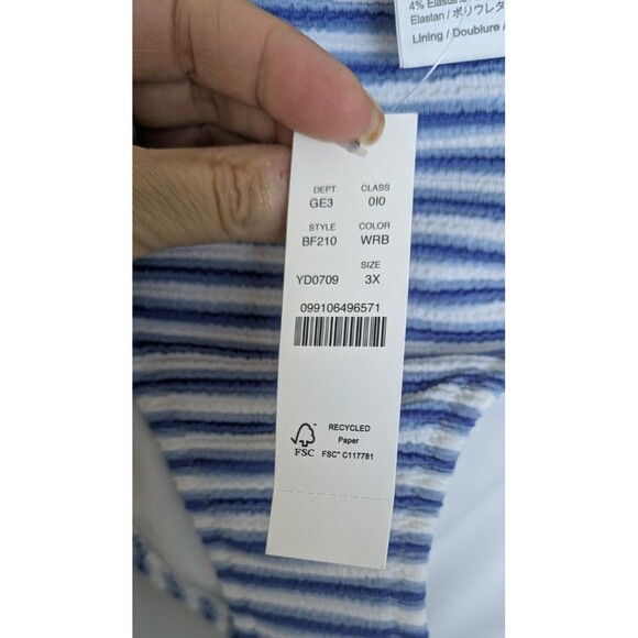 J.Crew BF210 Blue & White Striped Textured Bikini Bottom Resort Vacation SZ 3X - Picture 6 of 10